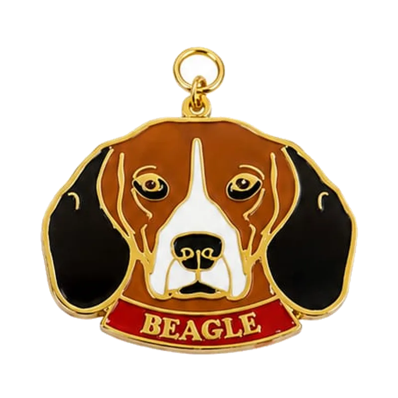 Beagle, custom pet ID tag with a Beagle portrait