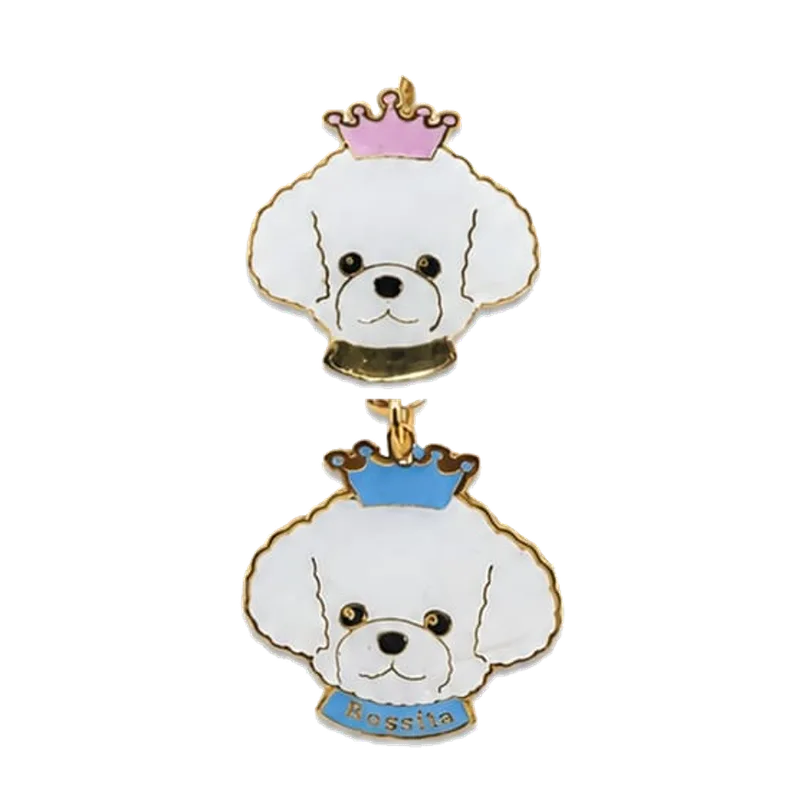Rossita, custom pet ID tag with a Poodle portrait